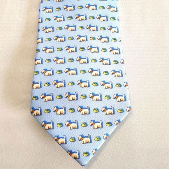 Meeting Street blue and white Dog print Neck Tie - Picture 1 of 5